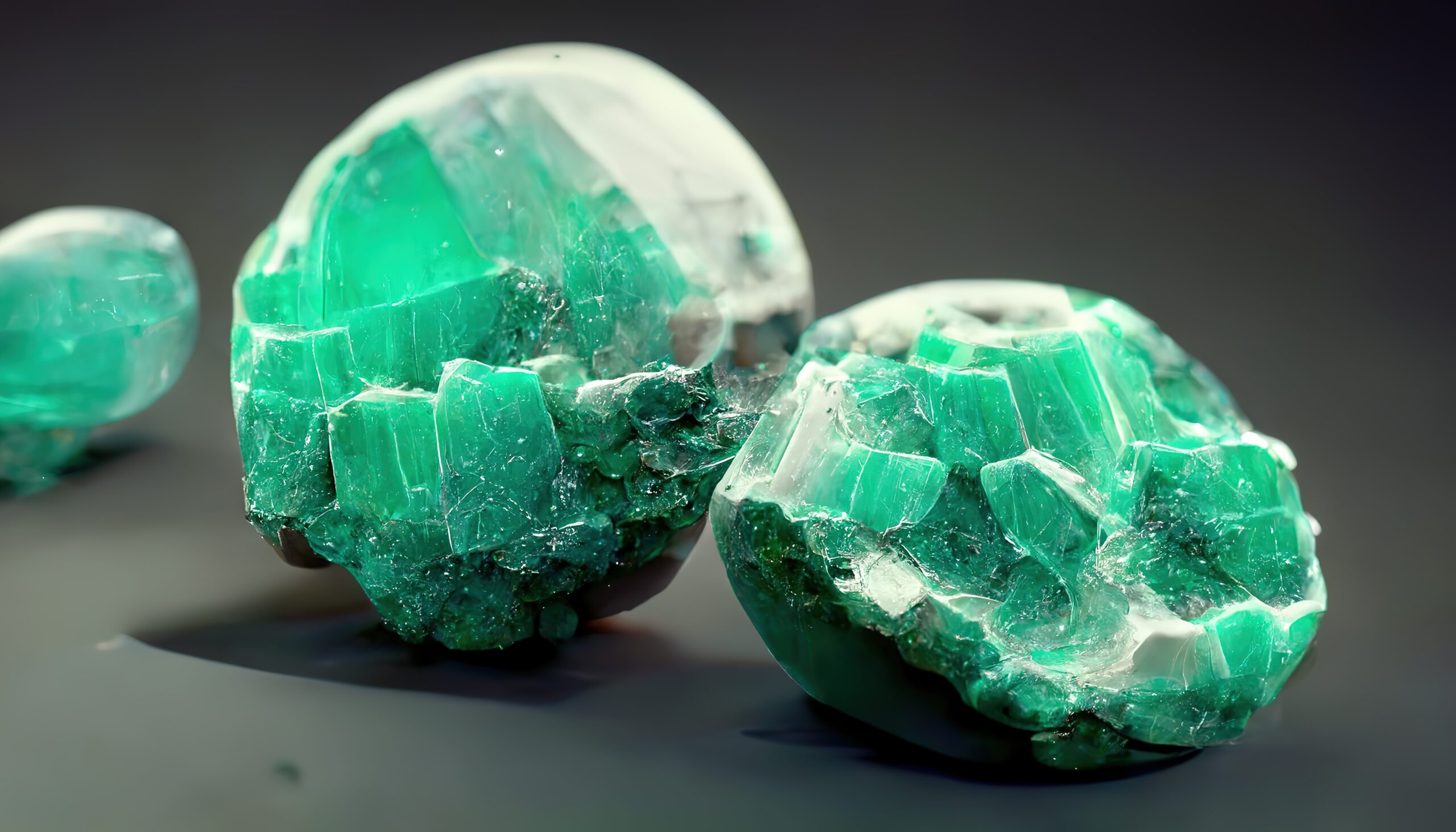 Gemstone Chrysoprase. Green gem. 3D illustration.
