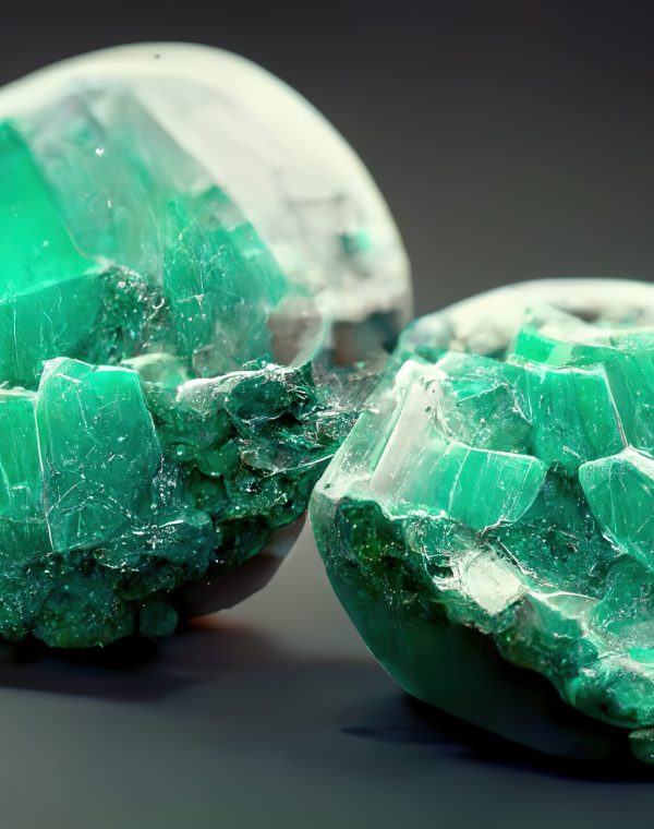 Gemstone Chrysoprase. Green gem. 3D illustration.